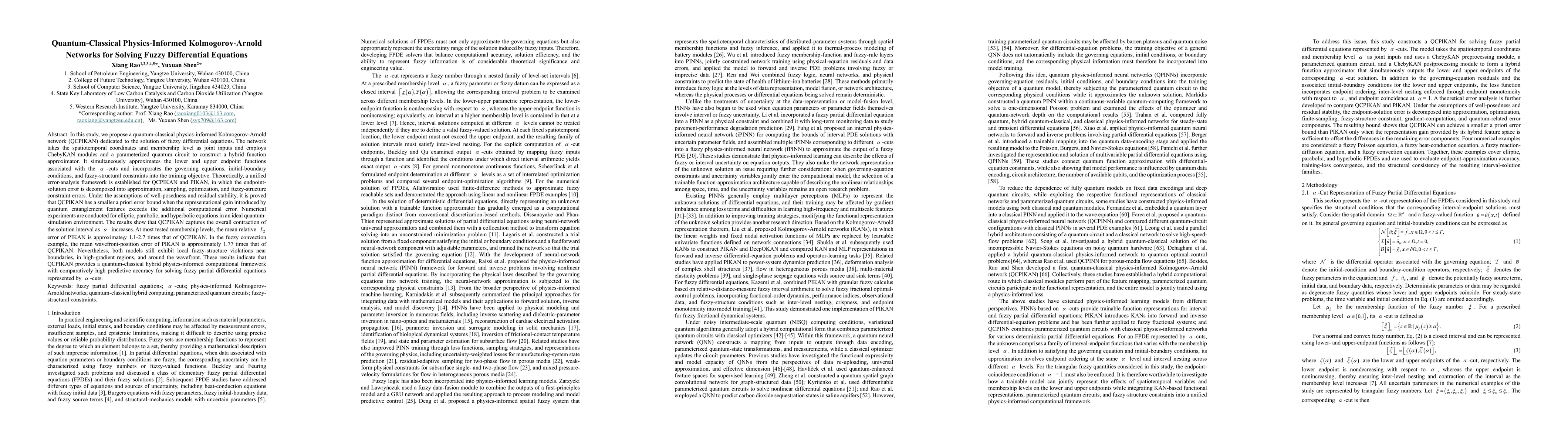 Thumbnail for Quantum-Classical Physics-Informed Kolmogorov-Arnold Networks for Solving Fuzzy Differential Equations