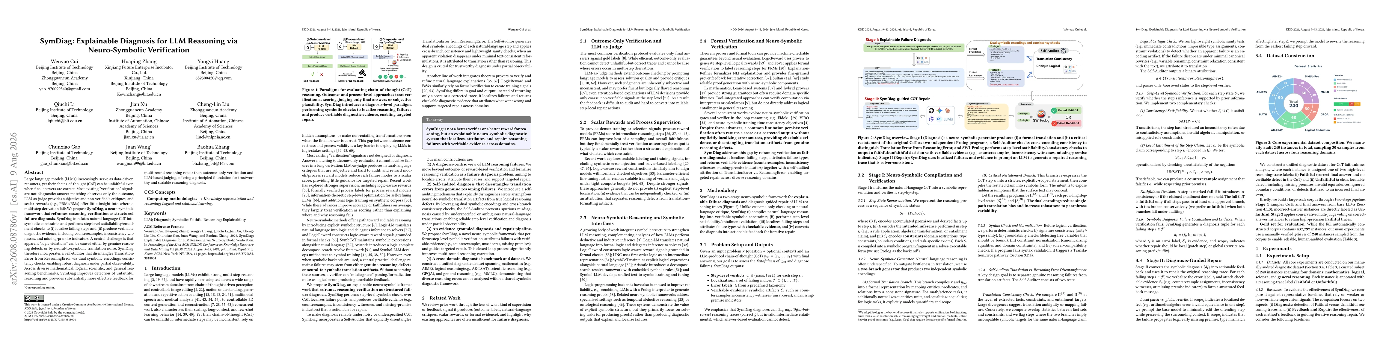 Thumbnail for SymDiag: Explainable Diagnosis for LLM Reasoning via Neuro-Symbolic Verification
