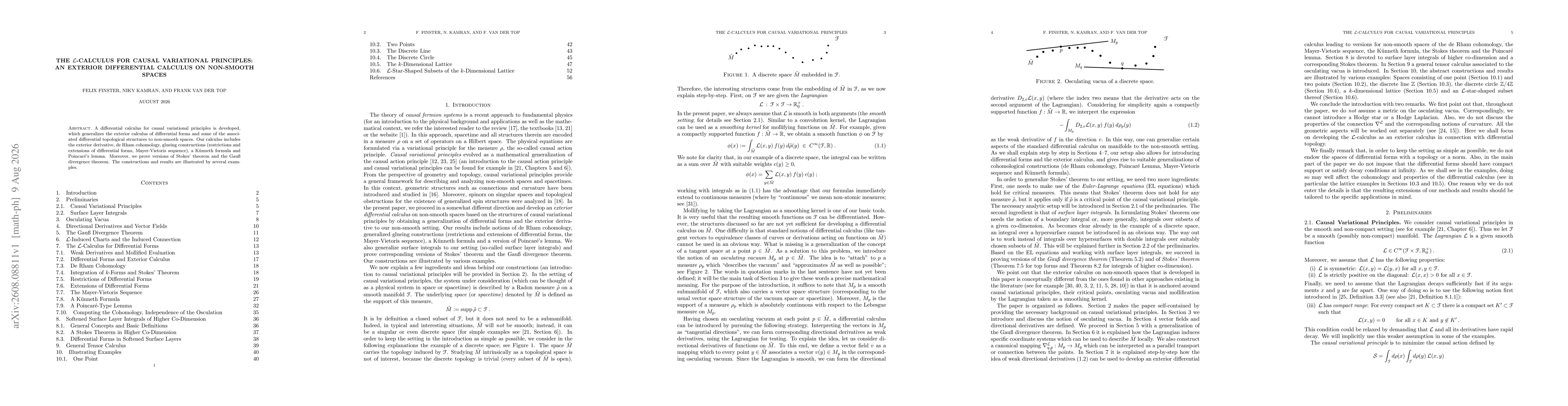 Thumbnail for The $\mathcal{L}$-Calculus for Causal Variational Principles: An Exterior Differential Calculus on Non-Smooth Spaces