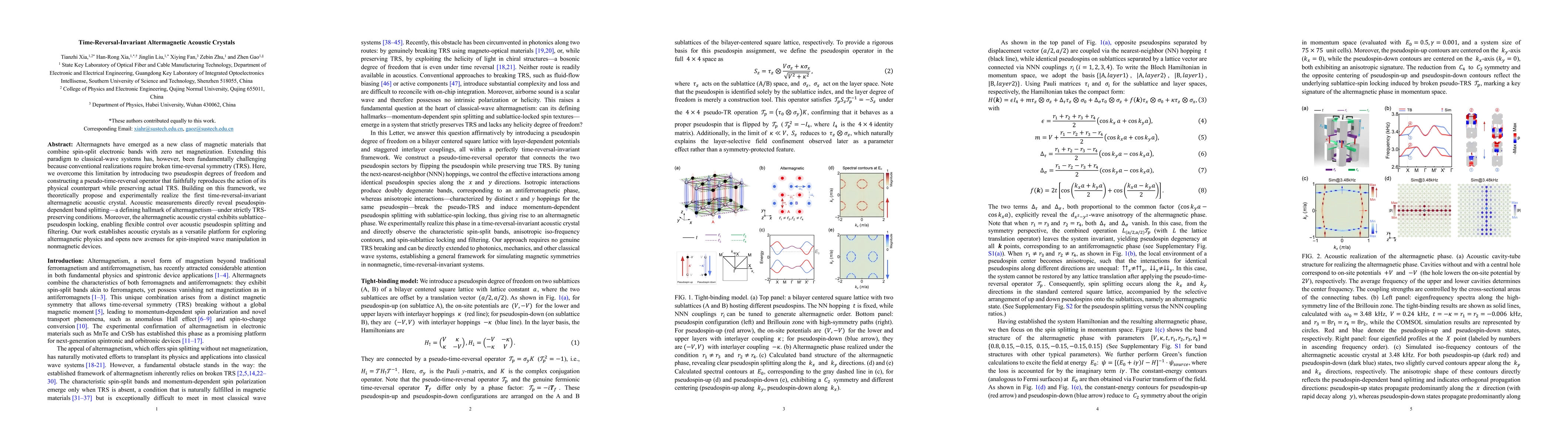 Thumbnail for Time-Reversal-Invariant Altermagnetic Acoustic Crystals