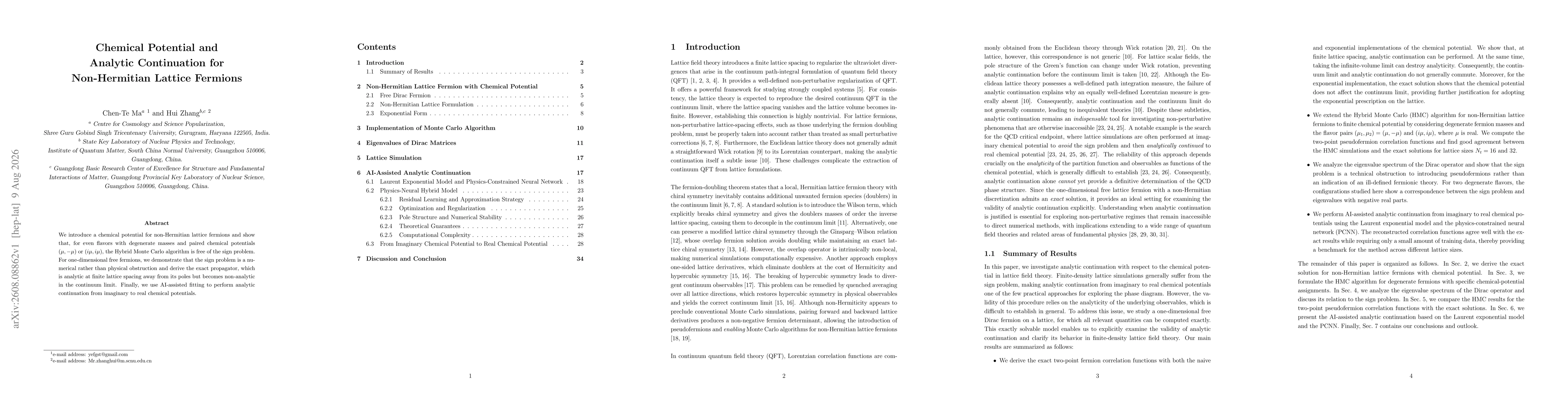 Thumbnail for Chemical Potential and Analytic Continuation for Non-Hermitian Lattice Fermions