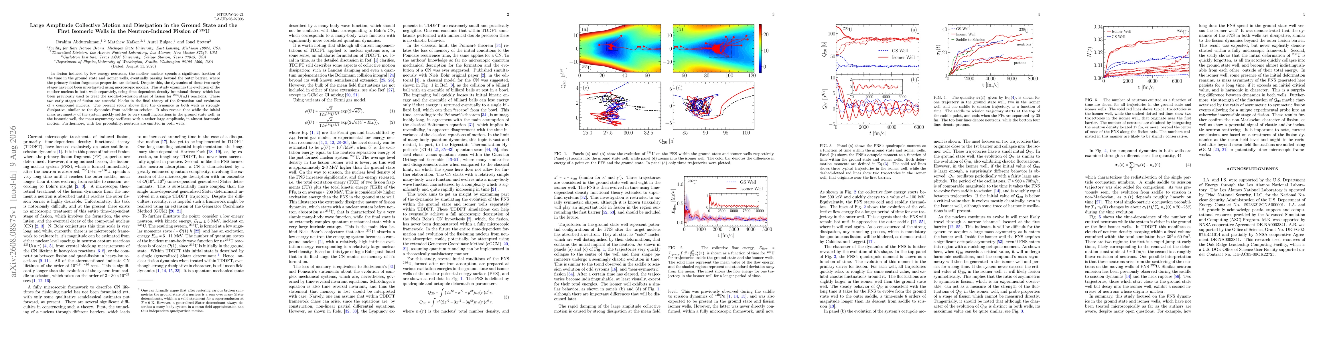 Thumbnail for Large Amplitude Collective Motion and Dissipation in the Ground State and the First Isomeric Wells in the Neutron-Induced Fission of $^{235}$U