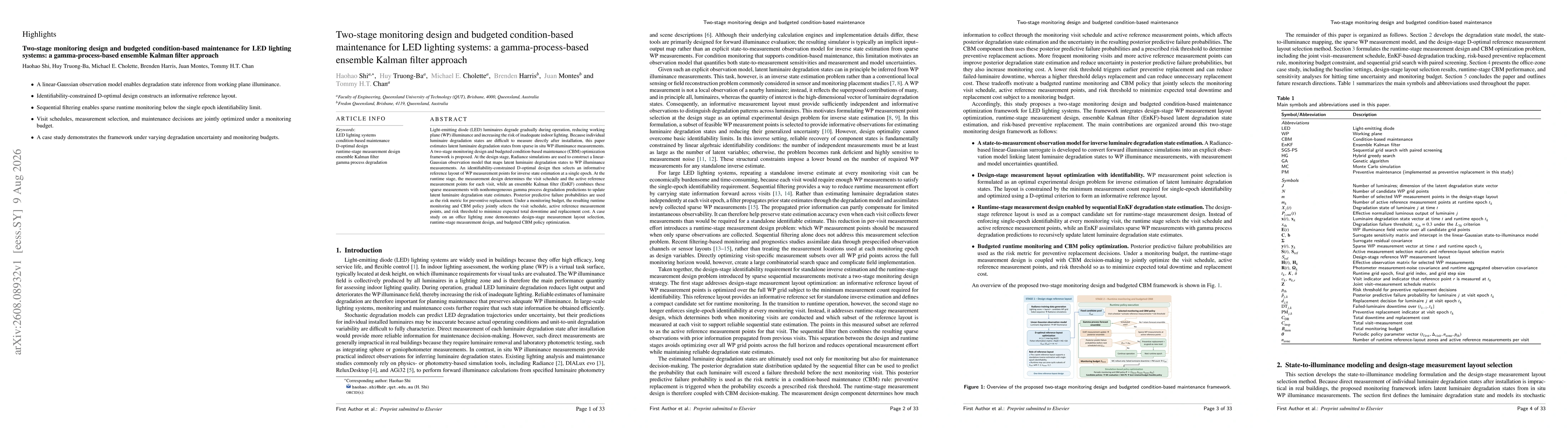 Thumbnail for Two-stage monitoring design and budgeted condition-based maintenance for LED lighting systems: a gamma-process-based ensemble Kalman filter approach