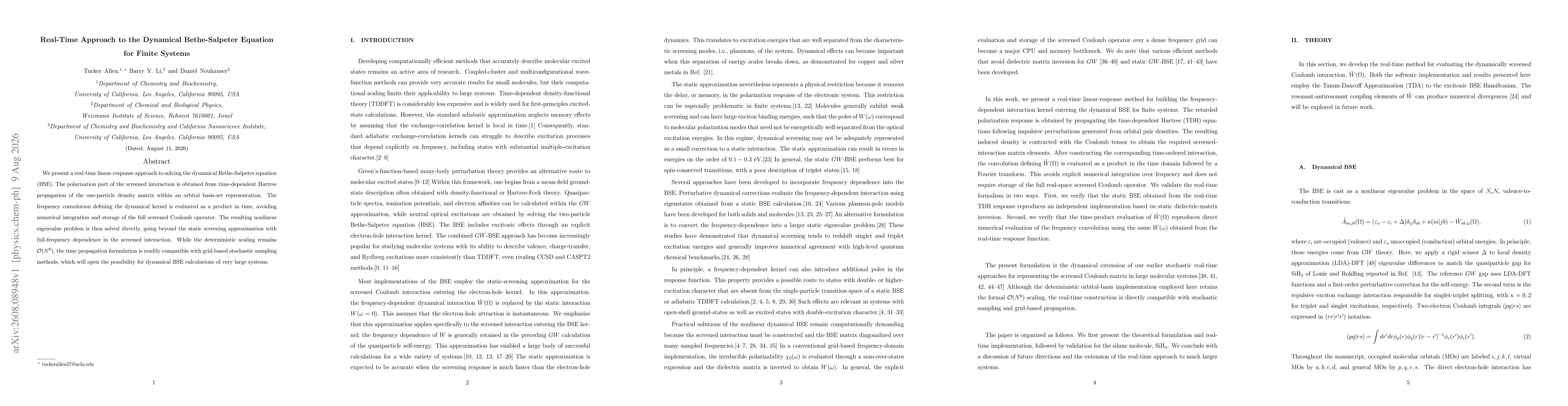 Thumbnail for Real-Time Approach to the Dynamical Bethe-Salpeter Equation for Finite Systems