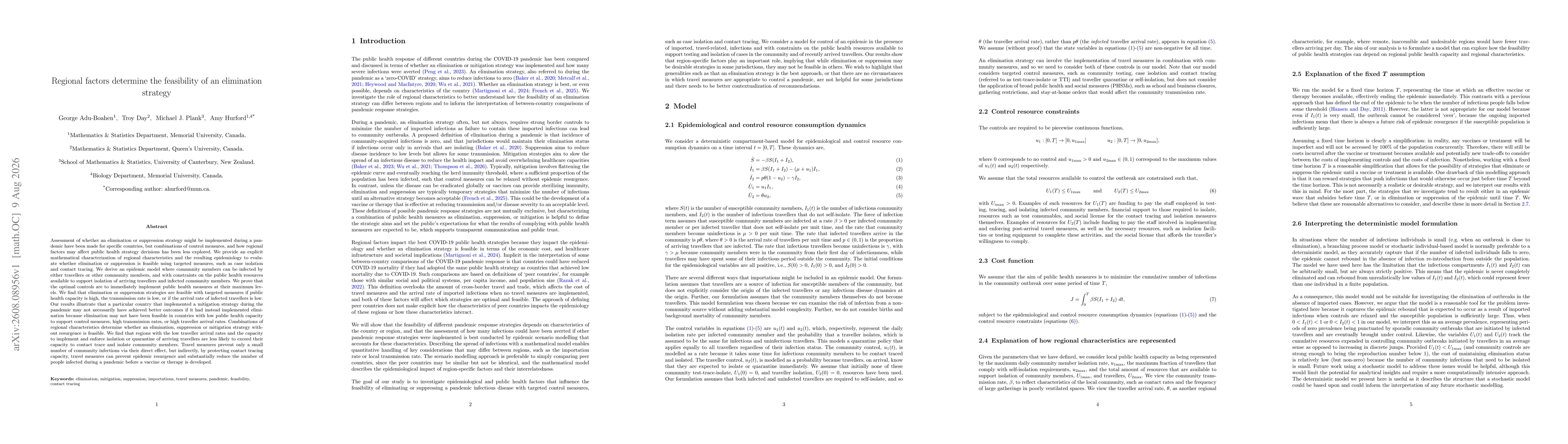 Thumbnail for Regional factors determine the feasibility of an elimination strategy