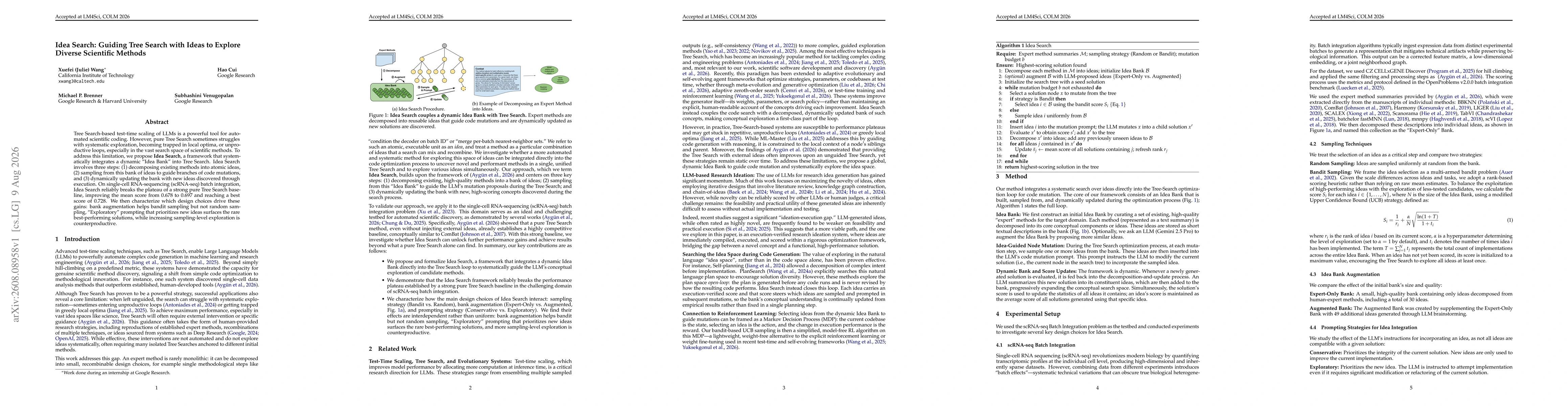 Thumbnail for Idea Search: Guiding Tree Search with Ideas to Explore Diverse Scientific Methods