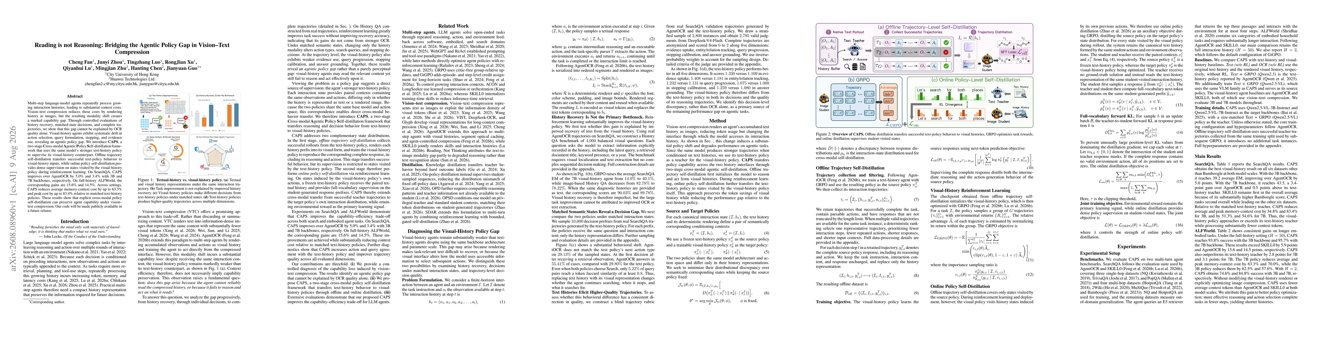Thumbnail for Reading is not Reasoning: Bridging the Agentic Policy Gap in Vision-Text Compression