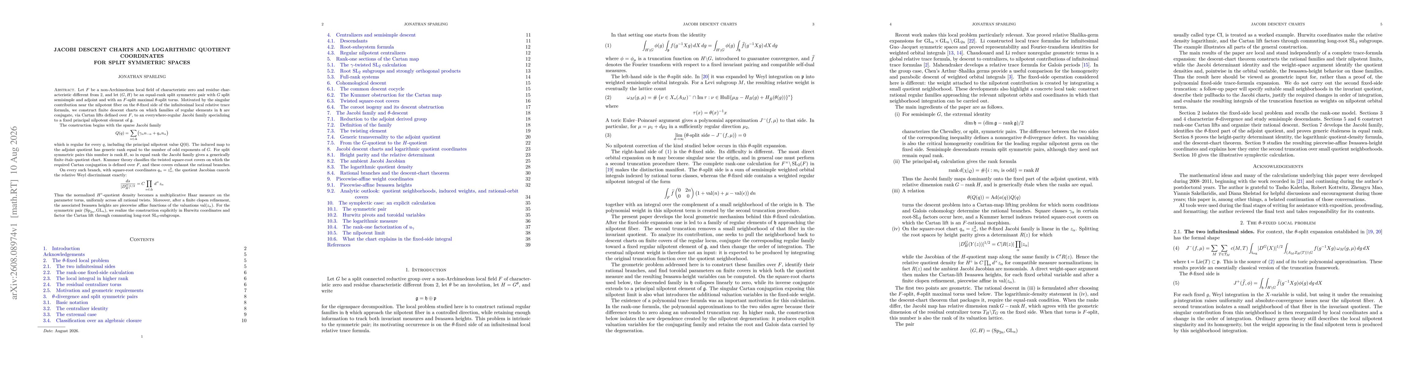 Thumbnail for Jacobi descent charts and logarithmic quotient coordinates for split symmetric spaces