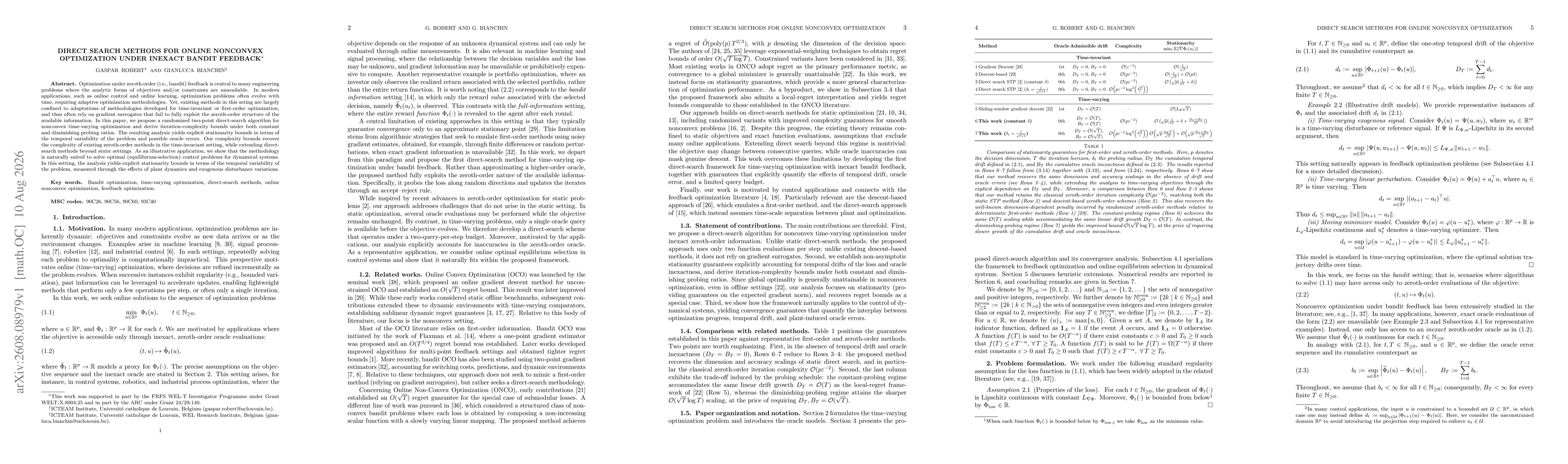 Thumbnail for Direct Search Methods for Online Nonconvex Optimization Under Inexact Bandit Feedback