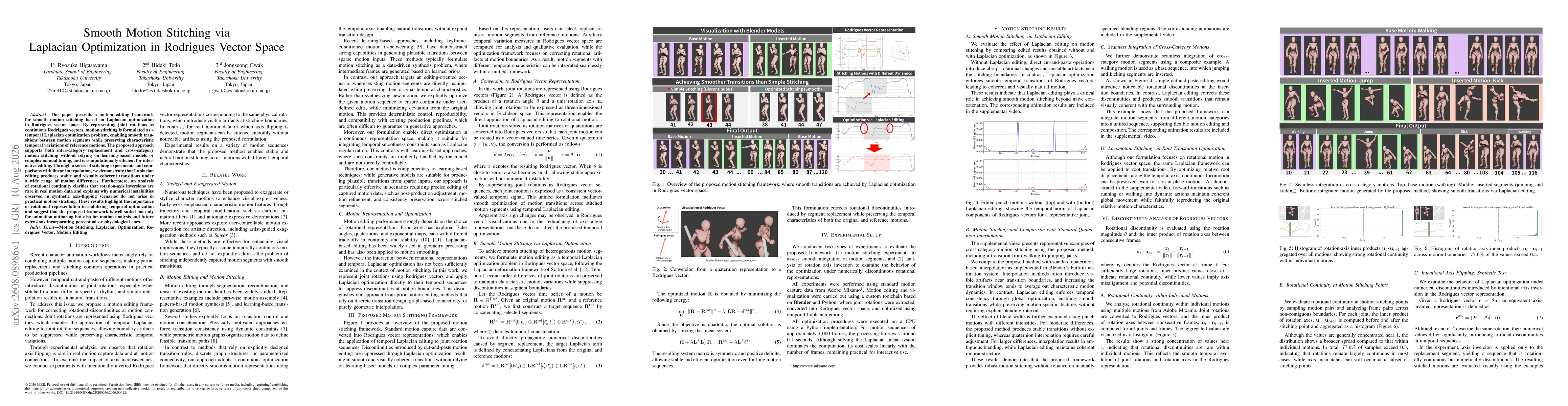 Thumbnail for Smooth Motion Stitching via Laplacian Optimization in Rodrigues Vector Space