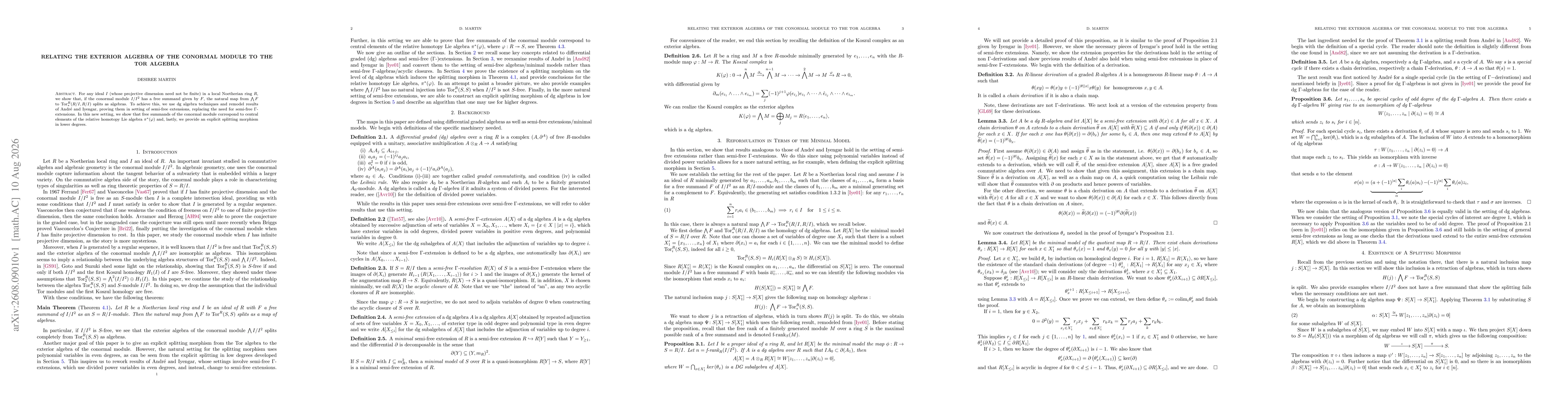 Thumbnail for Relating the Exterior Algebra of the Conormal Module to the Tor Algebra