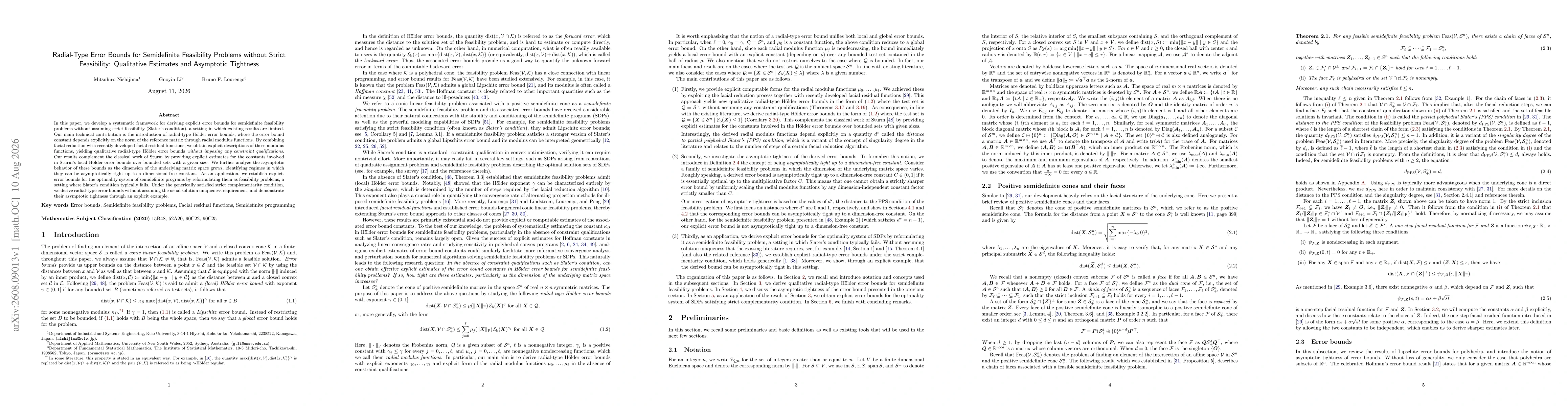 Thumbnail for Radial-type error bounds for semidefinite feasibility problems without strict feasibility: qualitative estimates and asymptotic tightness