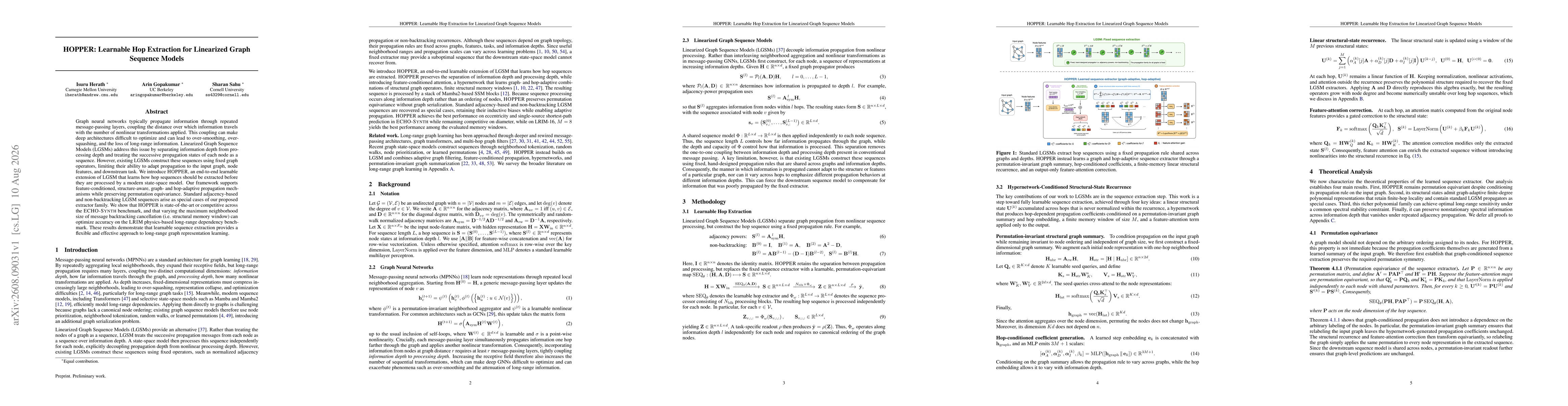 Thumbnail for HOPPER: Learnable Hop Extraction for Linearized Graph Sequence Models