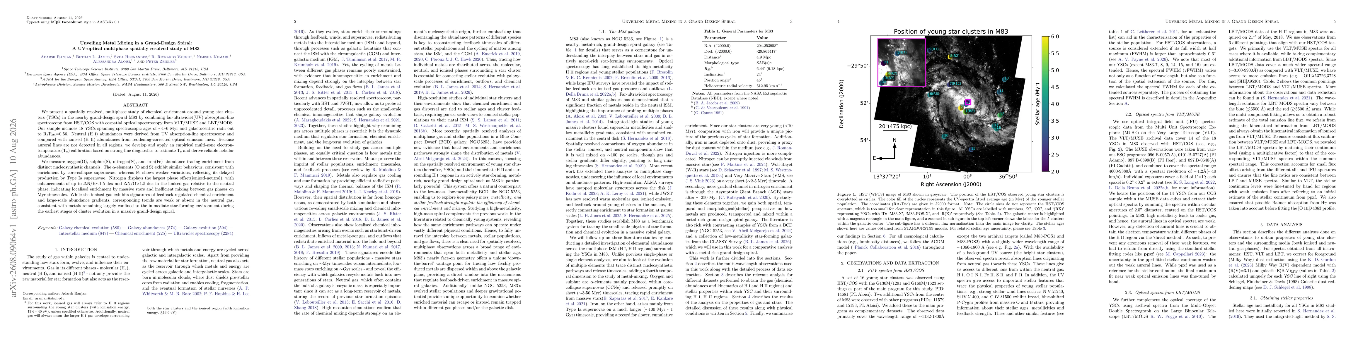 Thumbnail for Unveiling Metal Mixing in a Grand-Design Spiral: A UV-optical multiphase spatially resolved study of M83