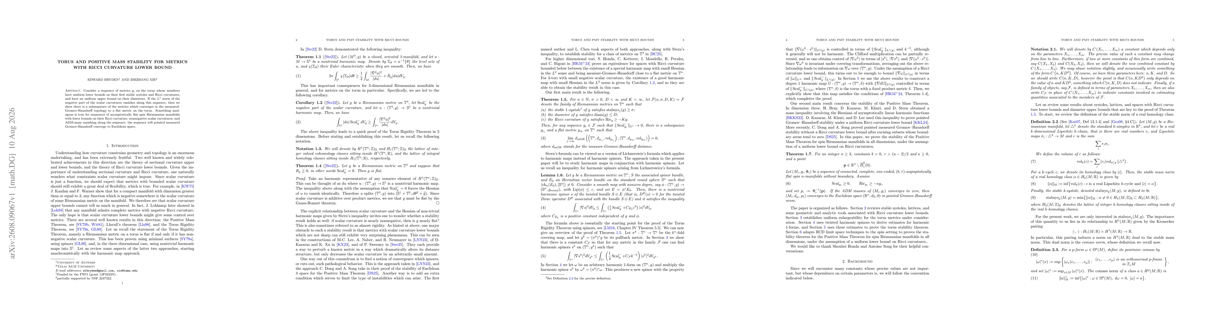 Thumbnail for Torus and Positive Mass stability for metrics with Ricci curvature lower bound