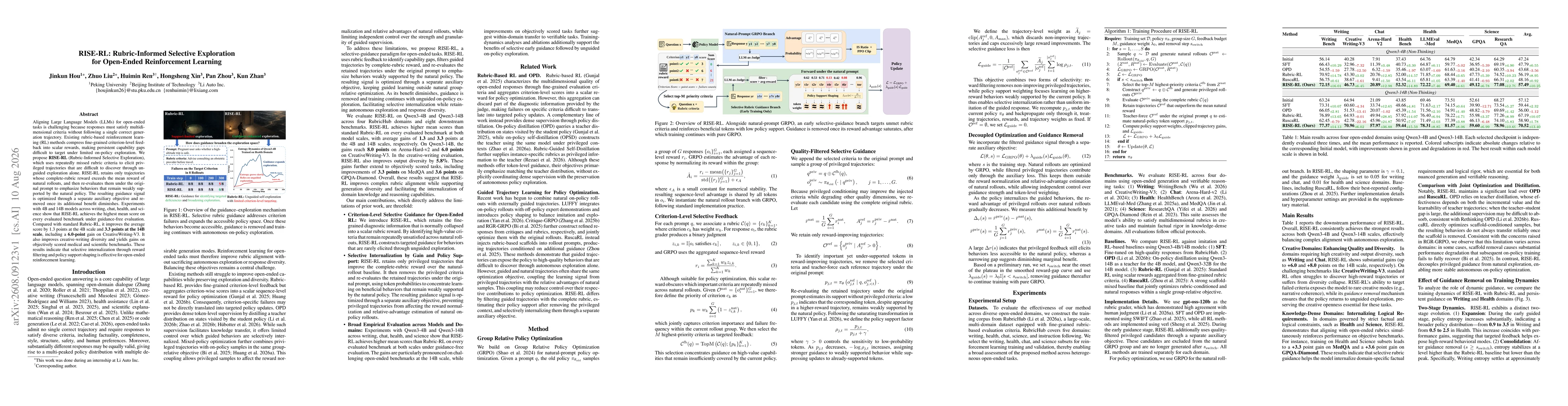 Thumbnail for RISE-RL: Rubric-Informed Selective Exploration for Open-Ended Reinforcement Learning