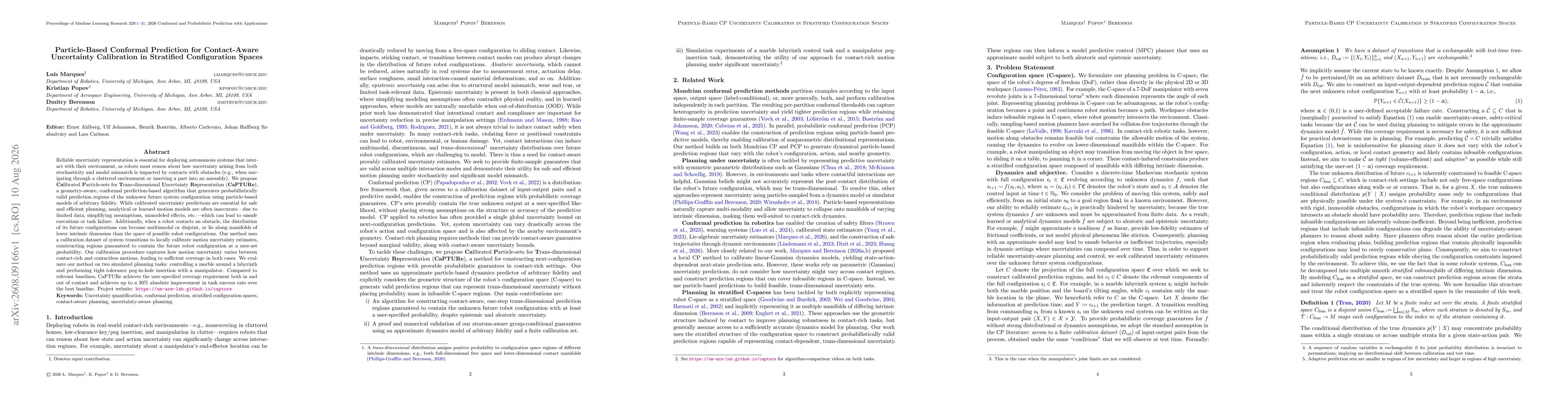 Thumbnail for Particle-Based Conformal Prediction for Contact-Aware Uncertainty Calibration in Stratified Configuration Spaces