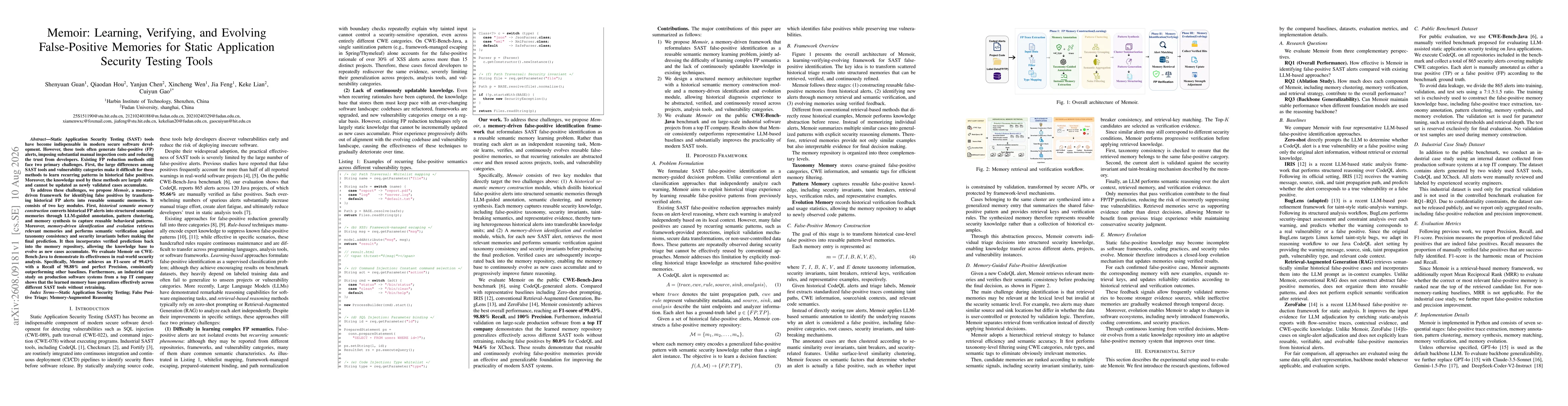 Thumbnail for Memoir: Learning, Verifying, and Evolving False-Positive Memories for Static Application Security Testing Tools