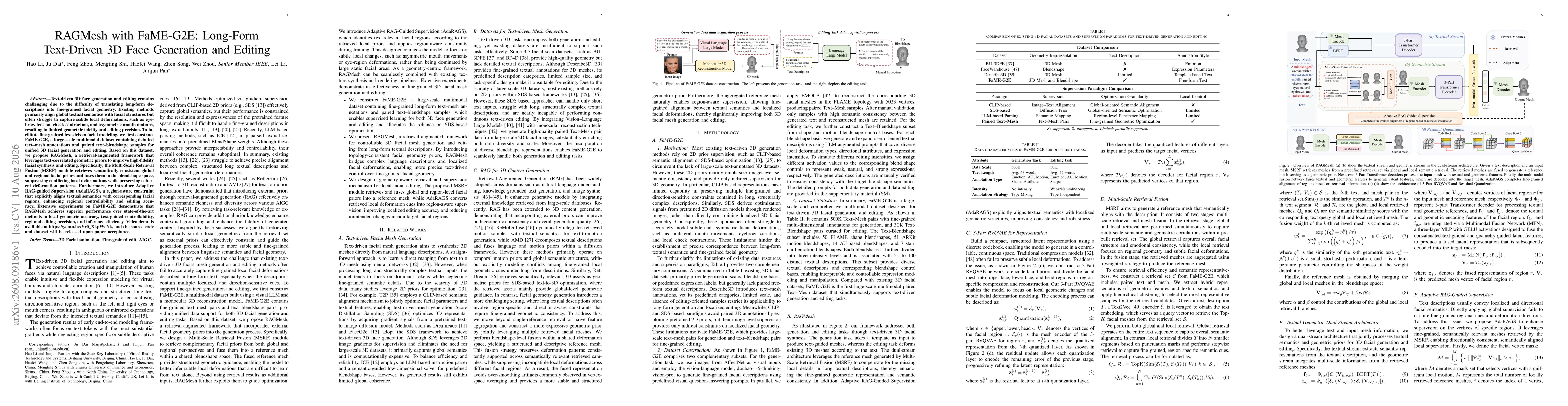 Thumbnail for RAGMesh with FaME-G2E: Long-Form Text-Driven 3D Face Generation and Editing