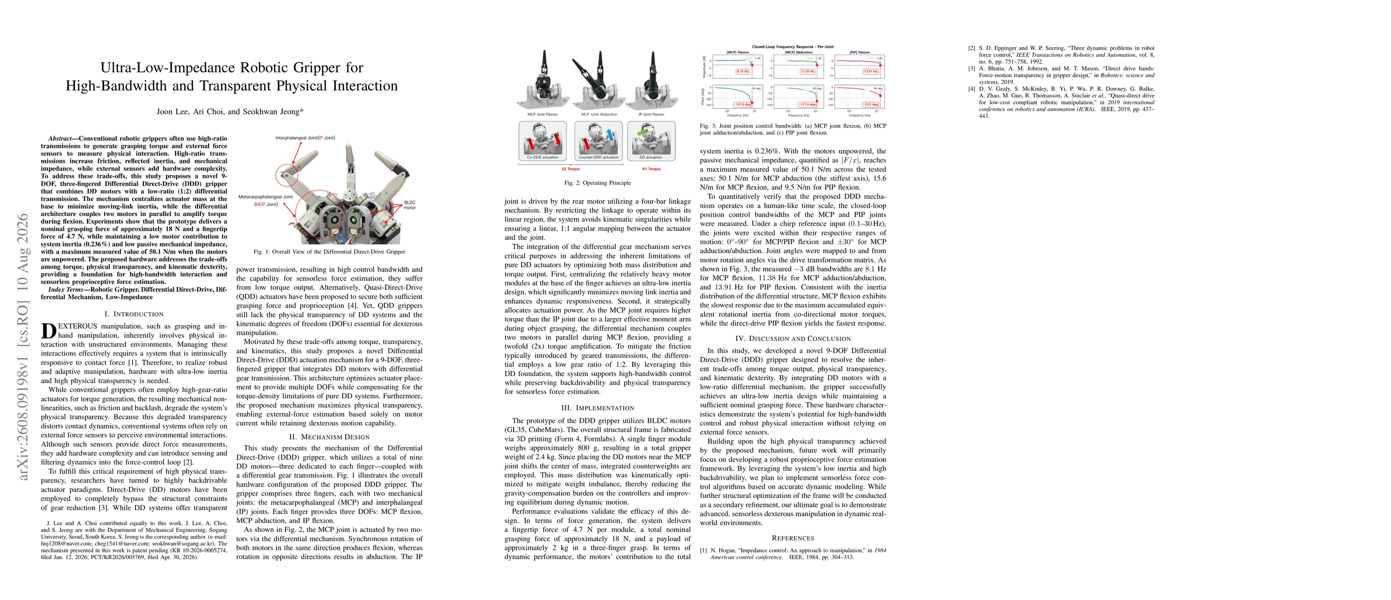 Thumbnail for Ultra-Low-Impedance Robotic Gripper for High-Bandwidth and Transparent Physical Interaction