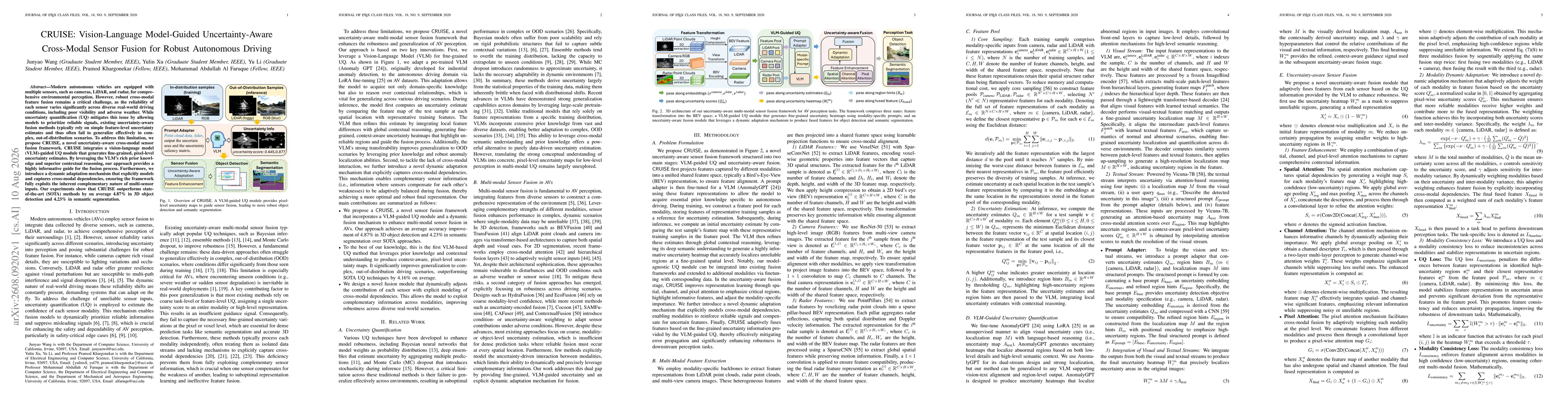 Thumbnail for CRUISE: Vision-Language Model-Guided Uncertainty-Aware Cross-Modal Sensor Fusion for Robust Autonomous Driving