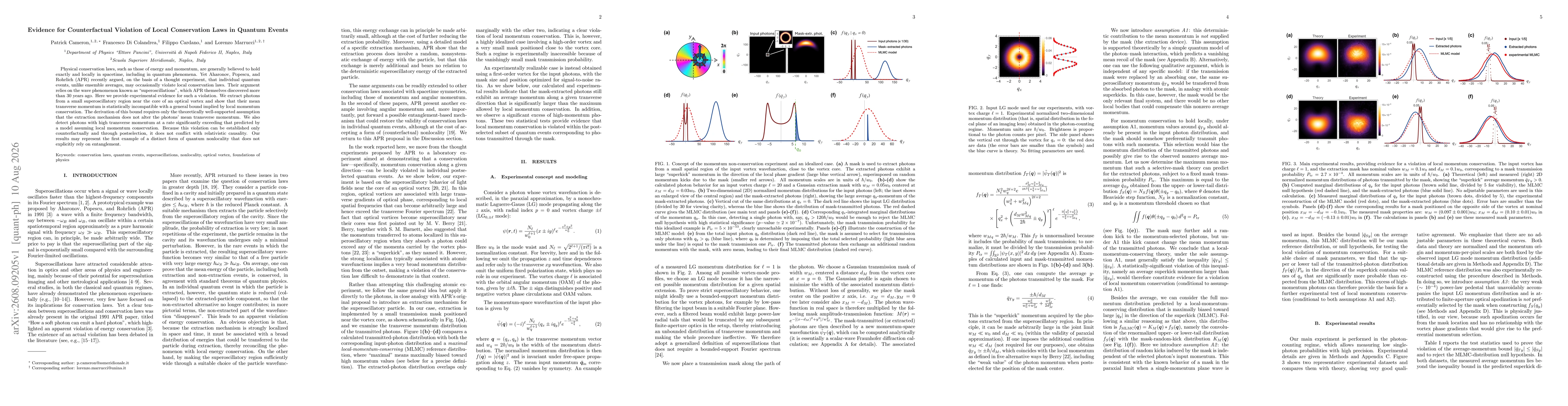 Thumbnail for Evidence for Counterfactual Violation of Local Conservation Laws in Quantum Events