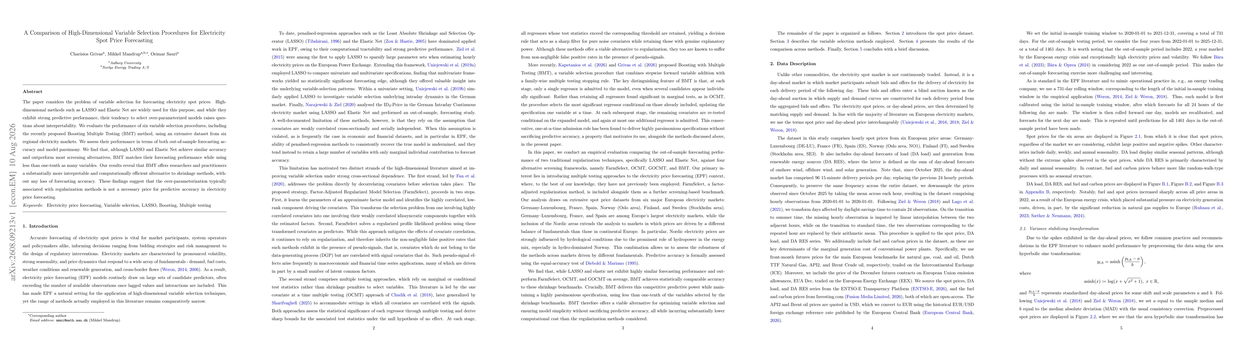 Thumbnail for A Comparison of High-Dimensional Variable Selection Procedures for Electricity Spot Price Forecasting