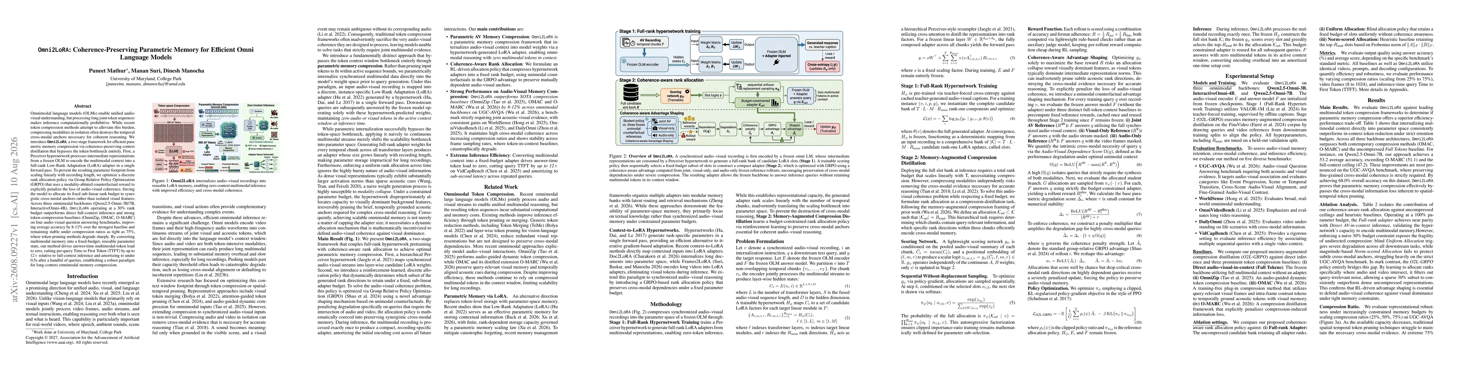 Thumbnail for Omni2LoRA: Coherence-Preserving Parametric Memory for Efficient Omni Language Models