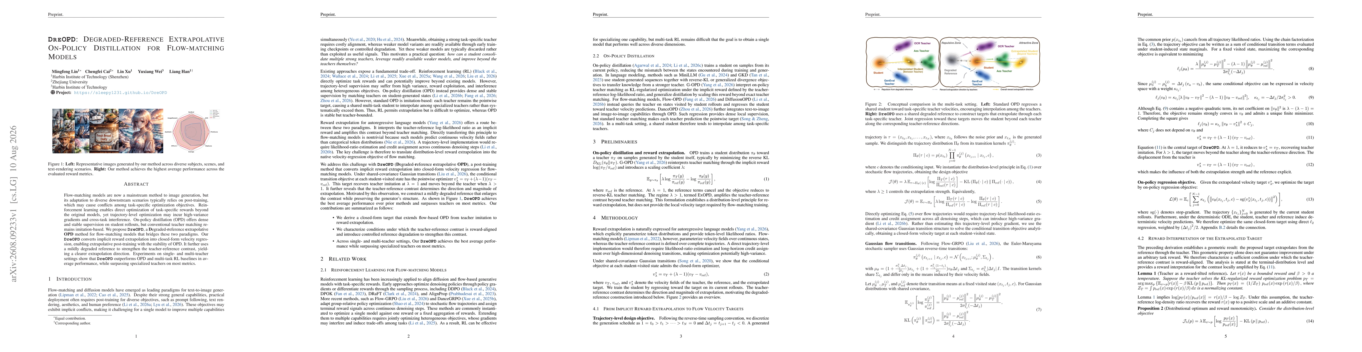 Thumbnail for DreOPD: Degraded-Reference Extrapolative On-Policy Distillation for Flow-matching Models