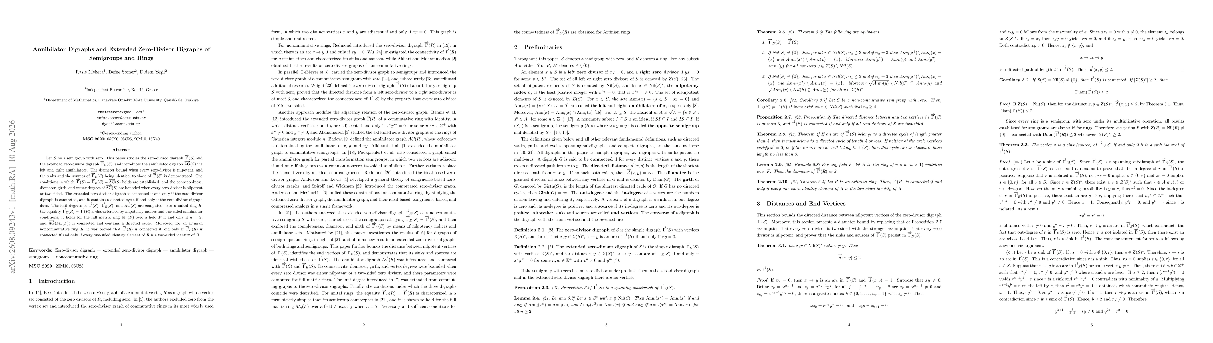 Thumbnail for Annihilator Digraphs and Extended Zero-Divisor Digraphs of Semigroups and Rings