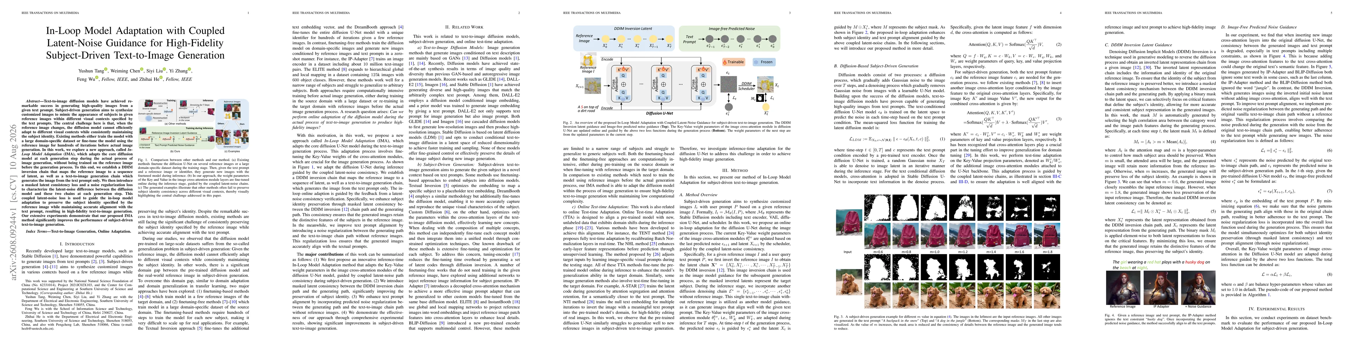 Thumbnail for In-Loop Model Adaptation with Coupled Latent-Noise Guidance for High-Fidelity Subject-Driven Text-to-Image Generation