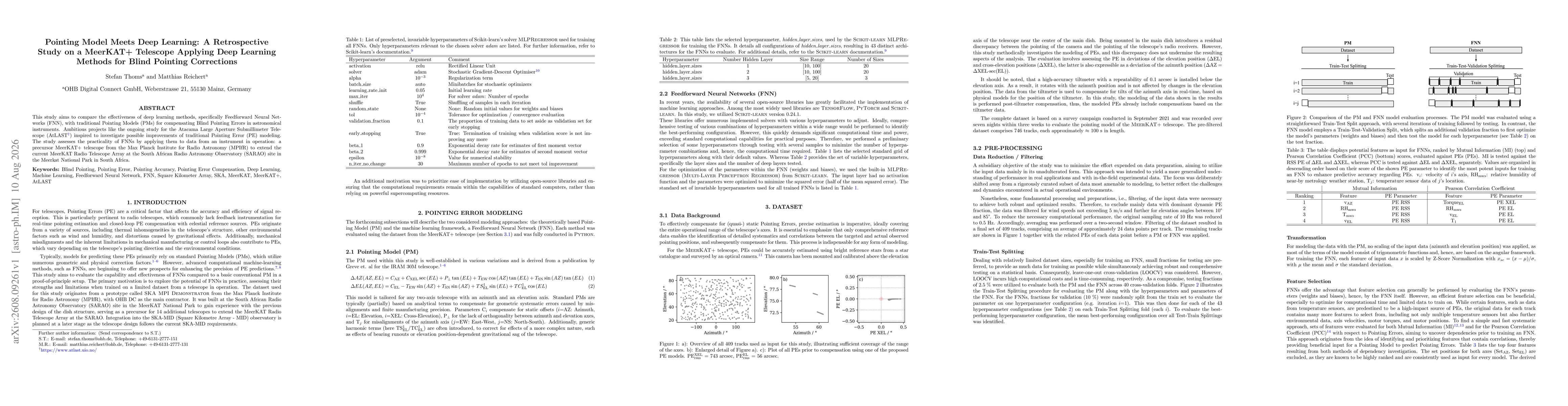 Thumbnail for Pointing Model Meets Deep Learning: A Retrospective Study on a MeerKAT+ Telescope Applying Deep Learning Methods for Blind Pointing Corrections