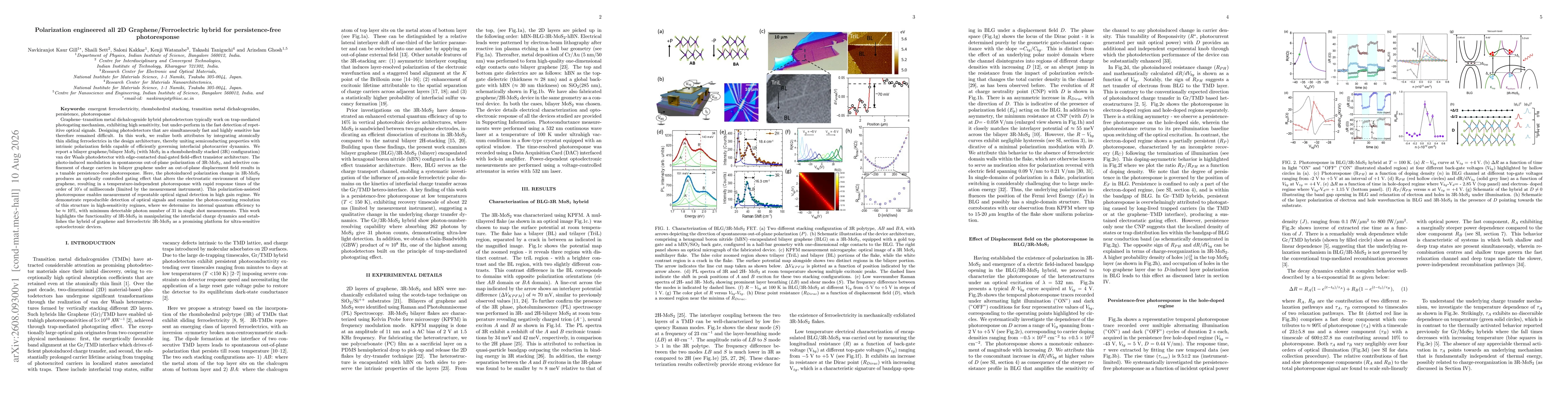 Thumbnail for Polarization engineered all 2D Graphene/Ferroelectric hybrid for persistence-free photoresponse