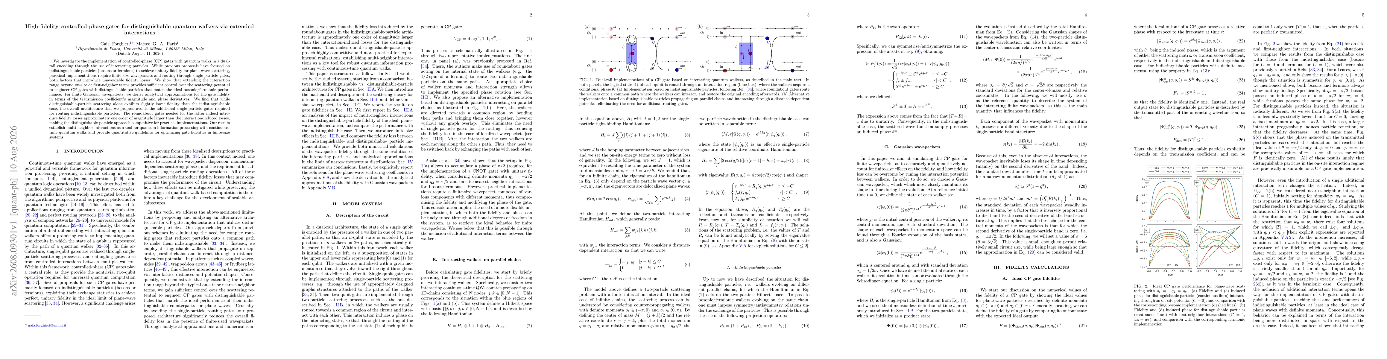 Thumbnail for High-fidelity controlled-phase gates for distinguishable quantum walkers via extended interactions