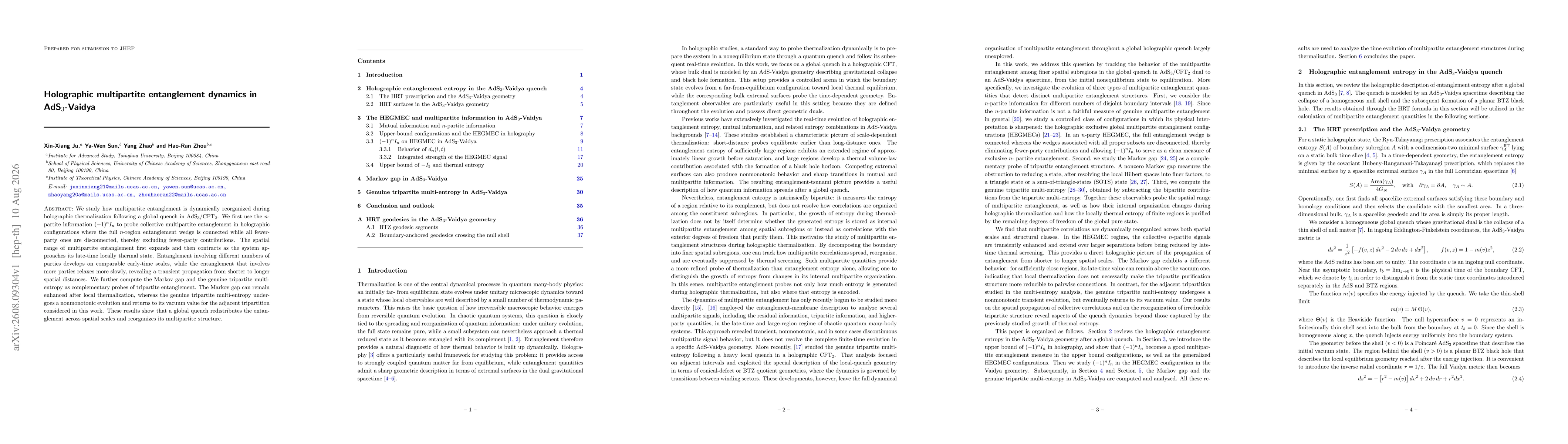 Thumbnail for Holographic multipartite entanglement dynamics in AdS$_3$-Vaidya