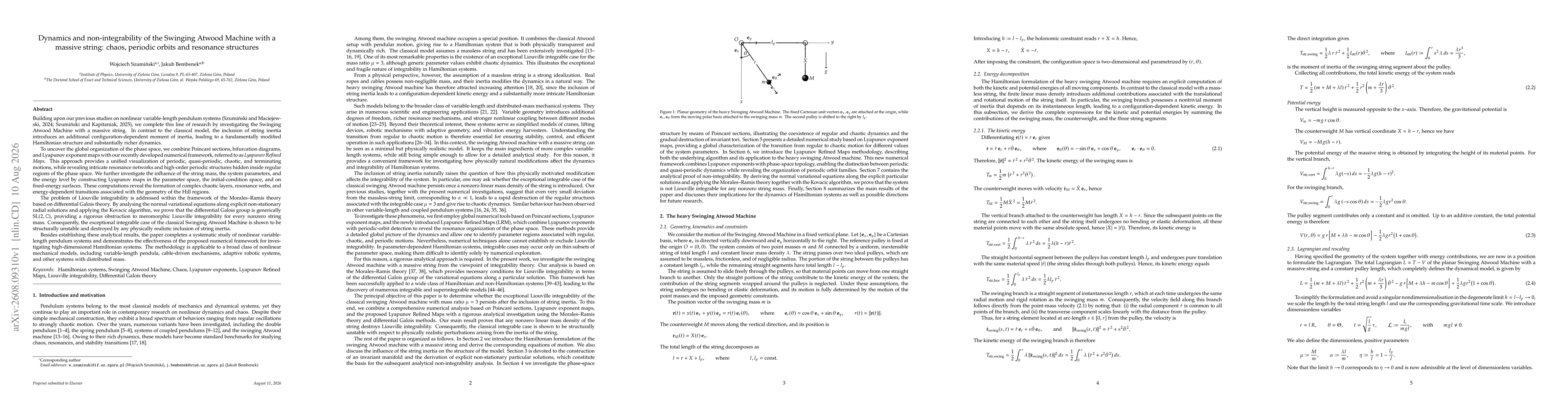 Thumbnail for Dynamics and non-integrability of the Swinging Atwood Machine with a massive string: chaos, periodic orbits and resonance structures