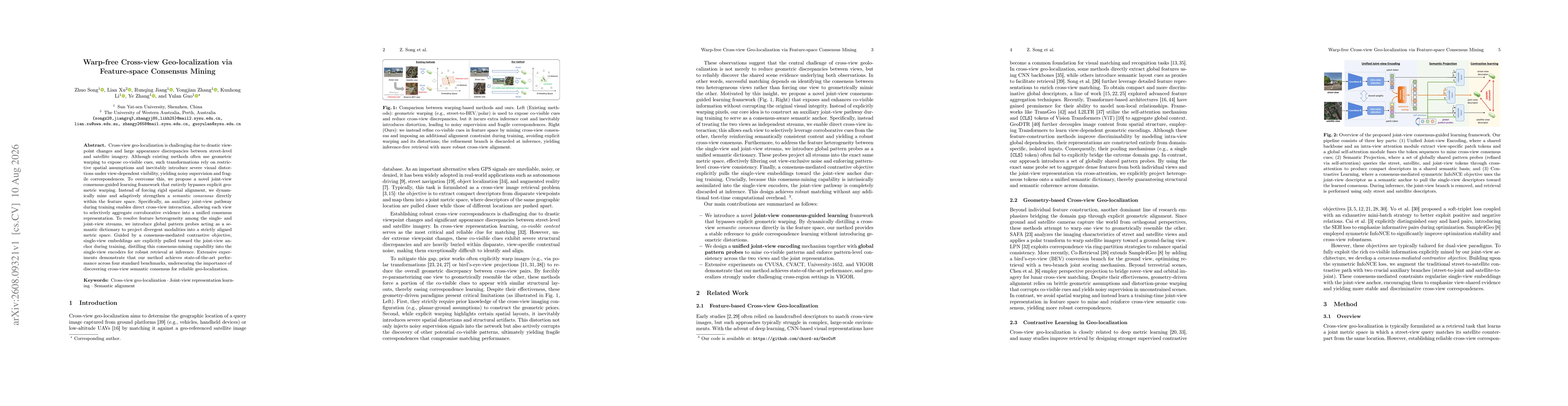 Thumbnail for Warp-free Cross-view Geo-localization via Feature-space Consensus Mining
