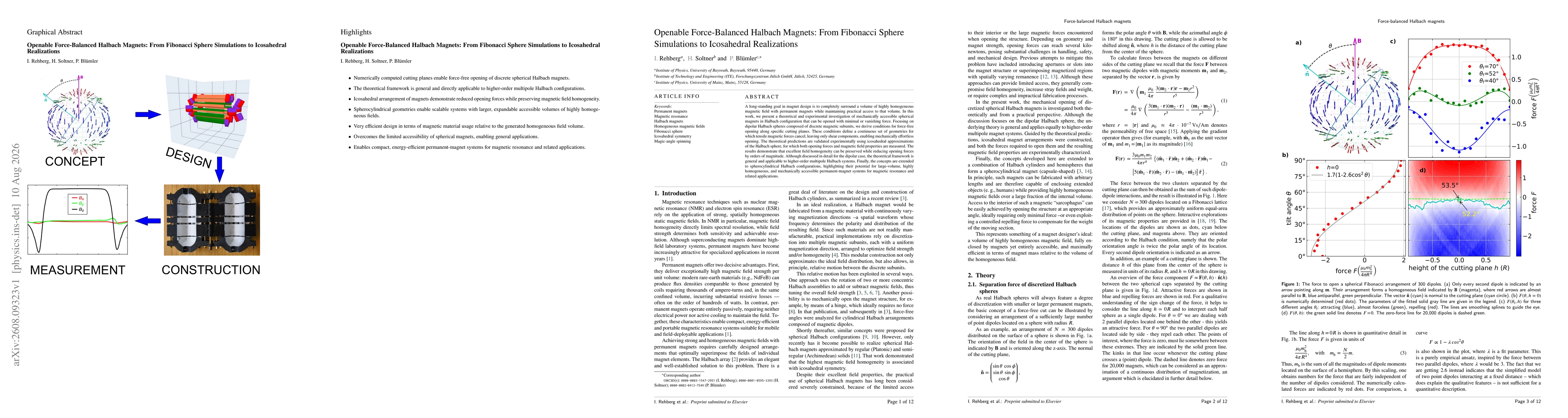 Thumbnail for Openable Force-Balanced Halbach Magnets: From Fibonacci Sphere Simulations to Icosahedral Realizations