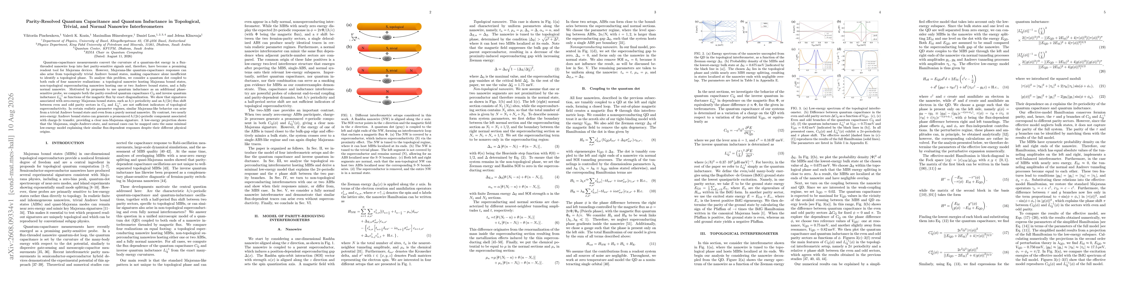 Thumbnail for Parity-Resolved Quantum Capacitance and Quantum Inductance in Topological, Trivial, and Normal Nanowire Interferometers