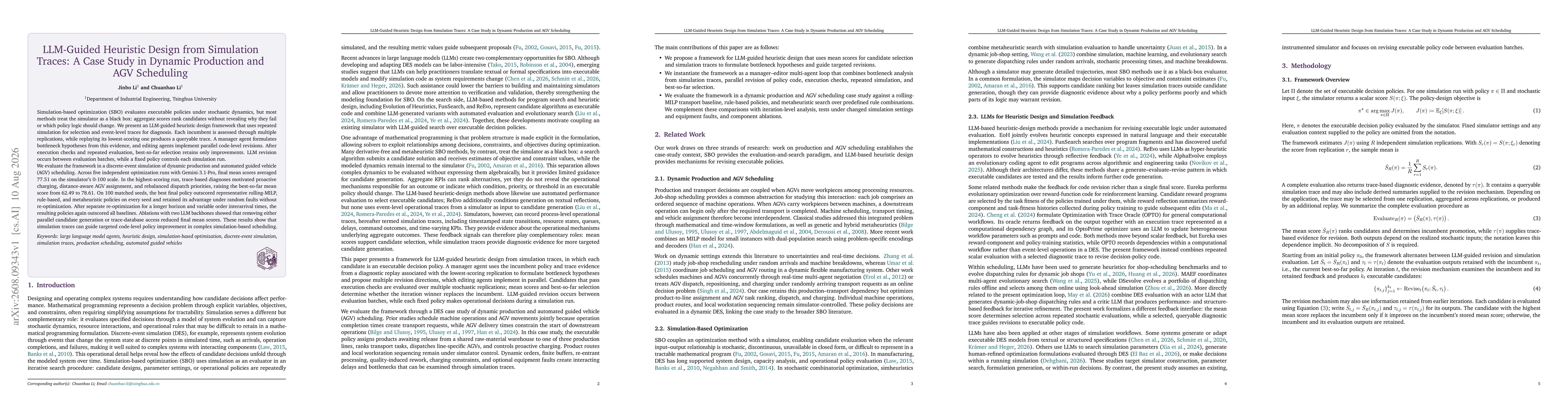Thumbnail for LLM-Guided Heuristic Design from Simulation Traces: A Case Study in Dynamic Production and AGV Scheduling