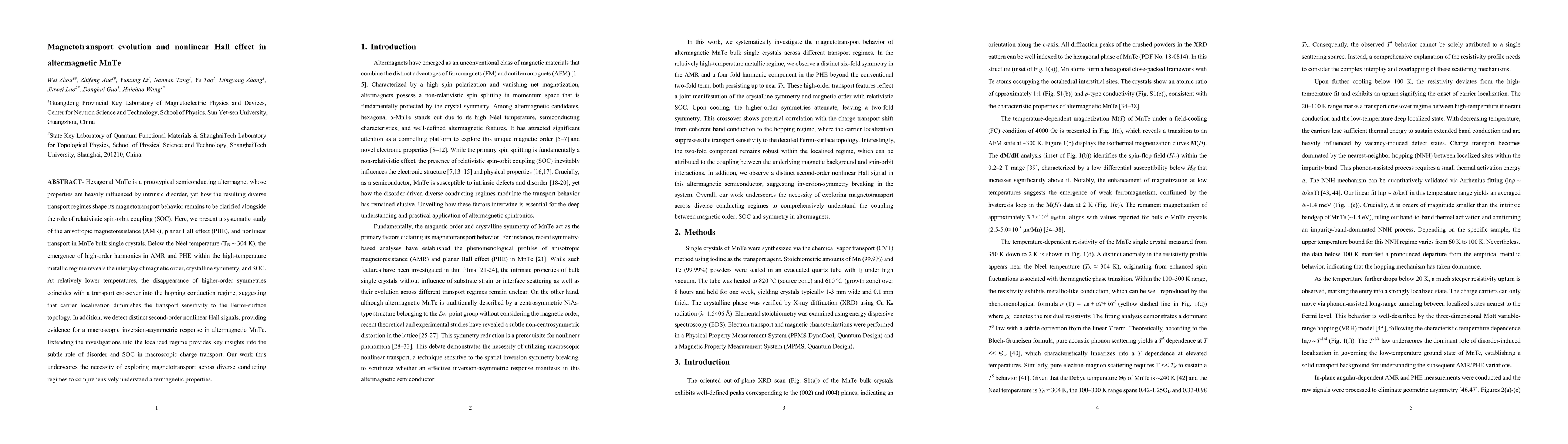 Thumbnail for Magnetotransport evolution and nonlinear Hall effect in altermagnetic MnTe
