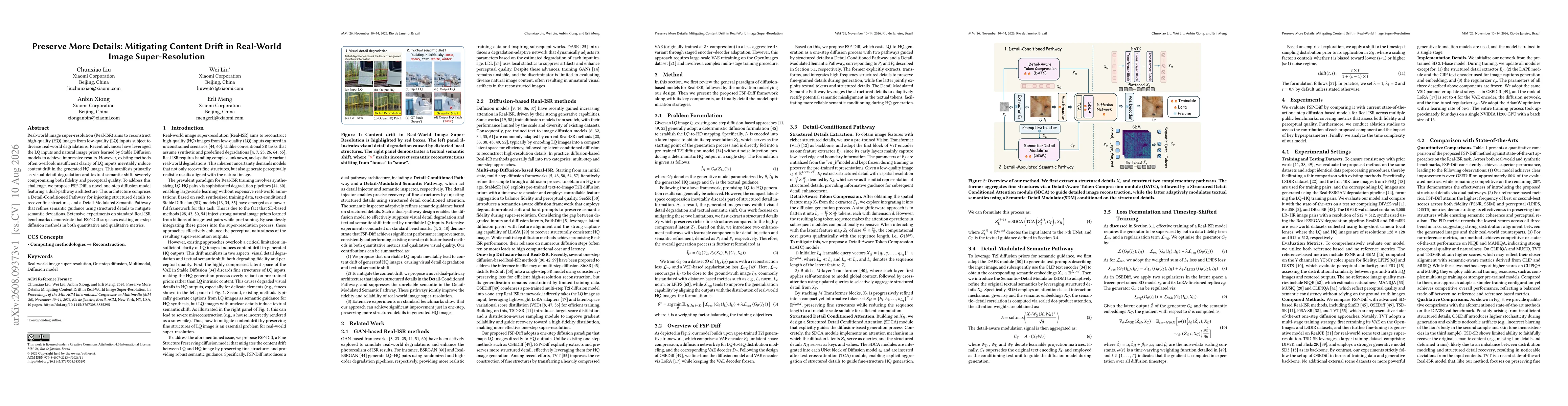 Thumbnail for Preserve More Details: Mitigating Content Drift in Real-World Image Super-Resolution