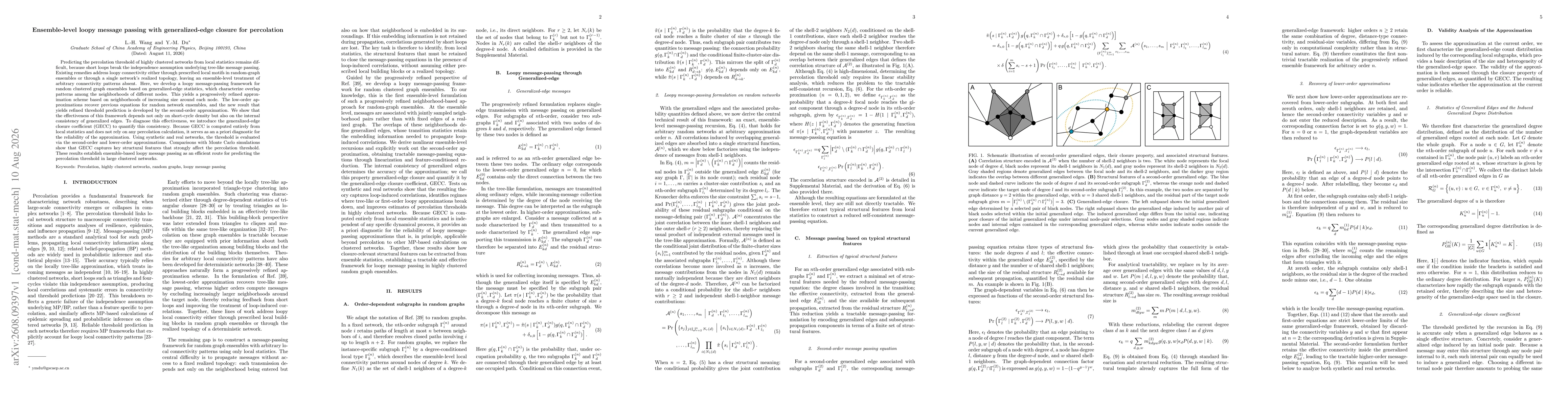 Thumbnail for Ensemble-level loopy message passing with generalized-edge closure for percolation