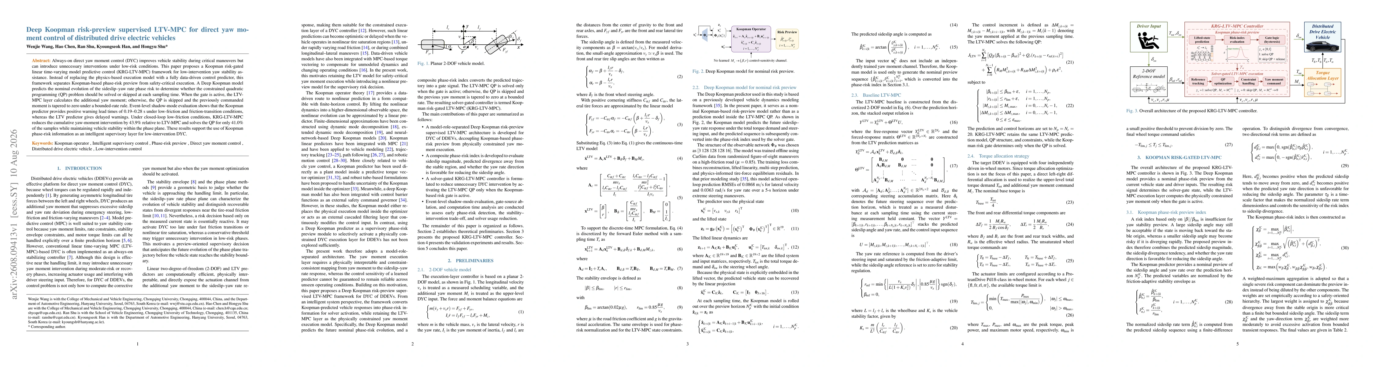 Thumbnail for Deep Koopman risk-preview supervised LTV-MPC for direct yaw moment control of distributed drive electric vehicles