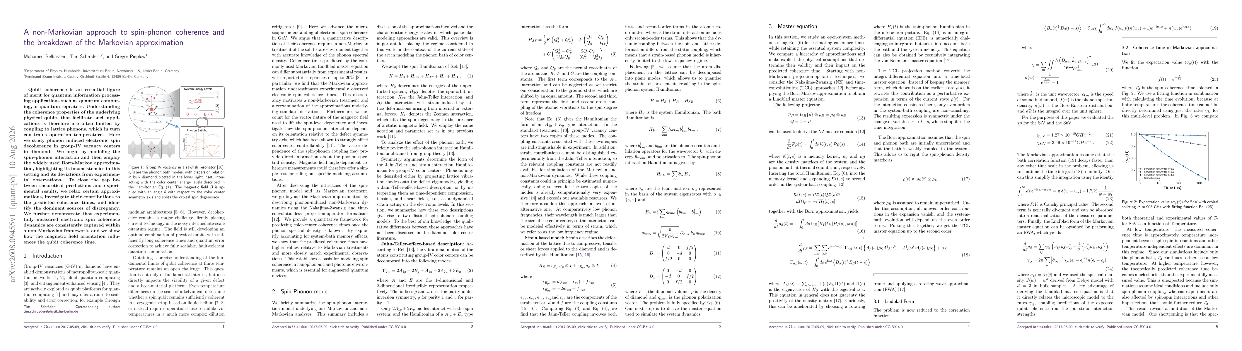 Thumbnail for A non-Markovian approach to spin-phonon coherence and the breakdown of the Markovian approximation