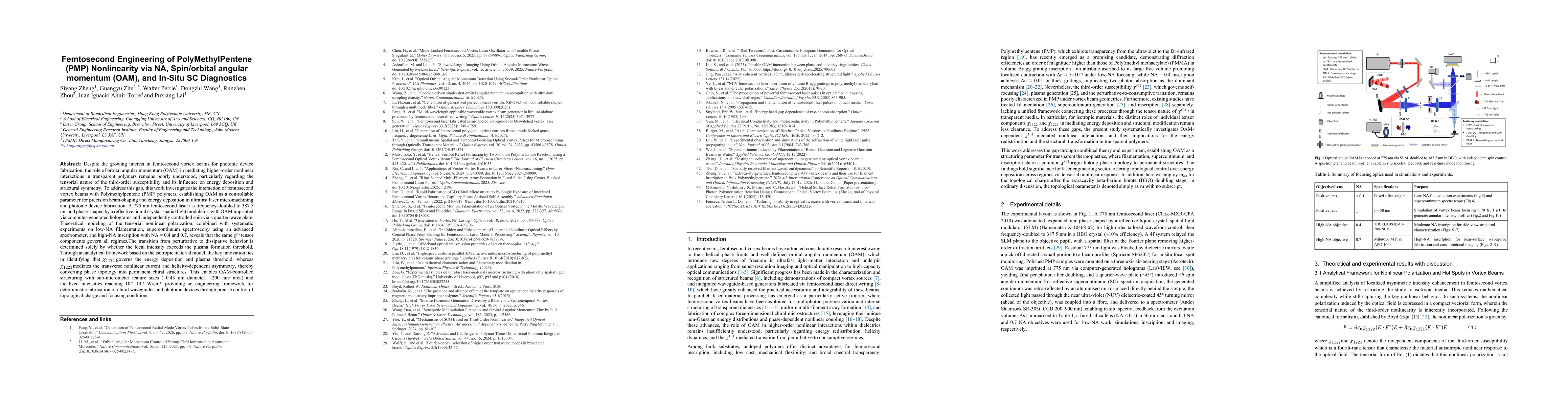 Thumbnail for Femtosecond Engineering of PolyMethylPentene(PMP) Nonlinearity via NA, Spin/orbital angular momentum (OAM), and In-Situ SC Diagnostics
