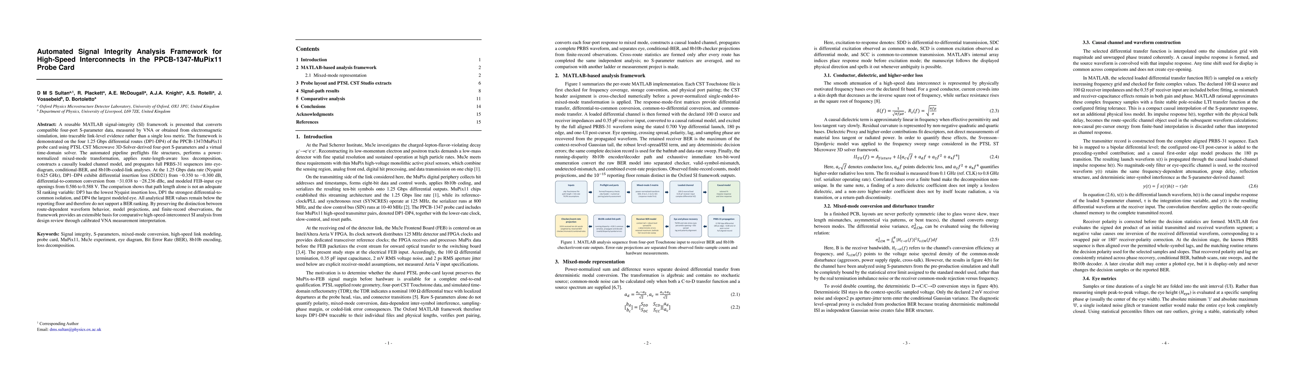 Thumbnail for Automated Signal Integrity Analysis Framework for High-Speed Interconnects in the PPCB-1347-MuPix11 Probe Card