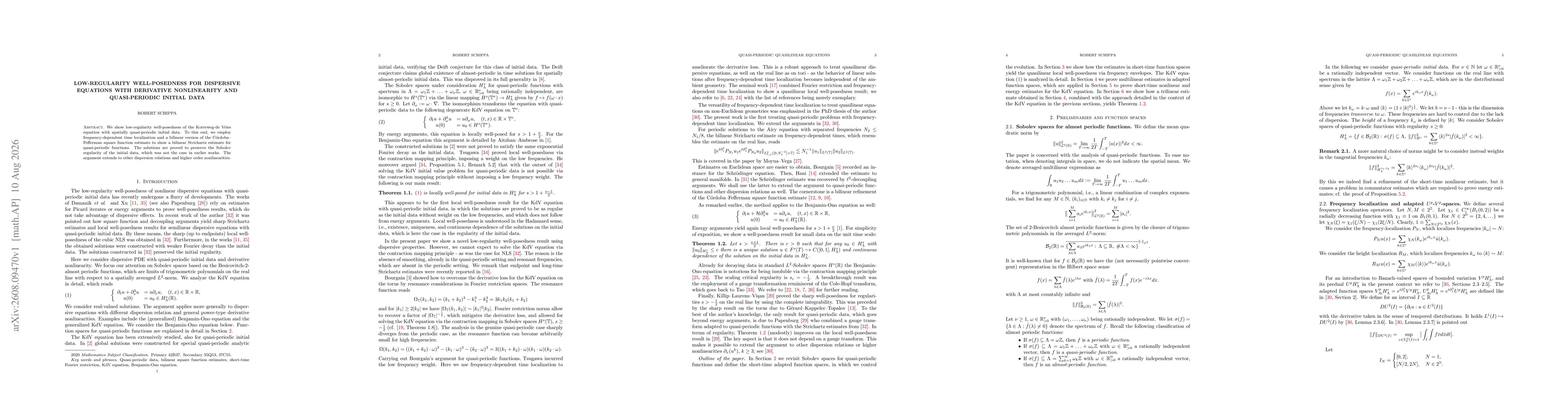 Thumbnail for Low-regularity well-posedness for dispersive equations with derivative nonlinearity and quasi-periodic initial data