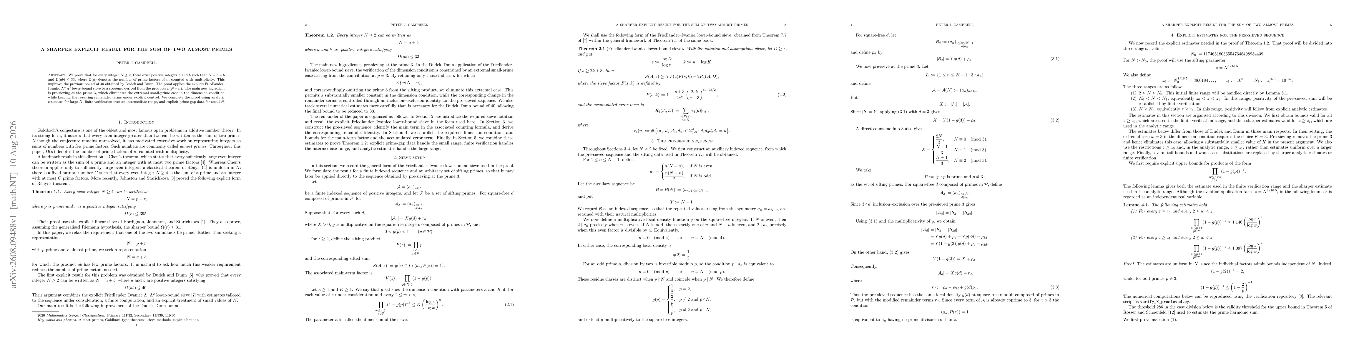 Thumbnail for A Sharper Explicit Result for the Sum of Two Almost Primes