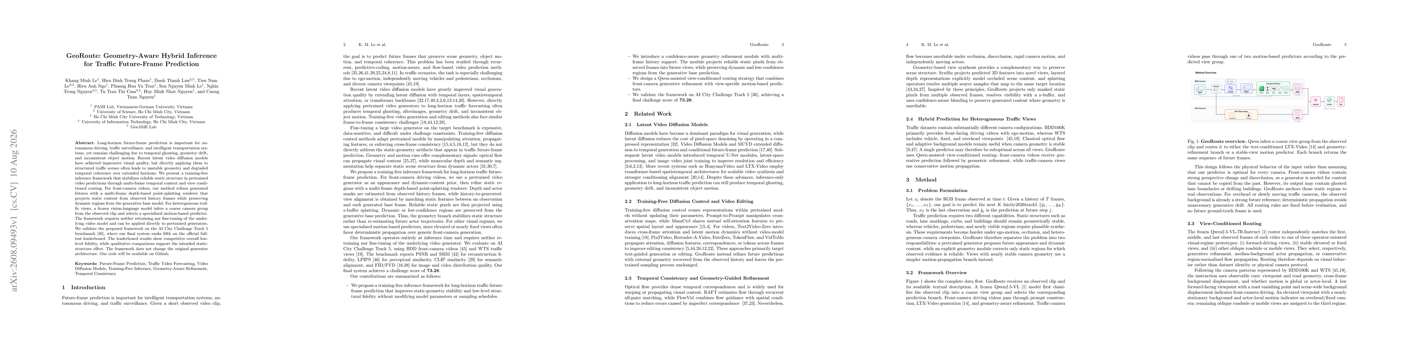 Thumbnail for GeoRoute: Geometry-Aware Hybrid Inference for Traffic Future-Frame Prediction